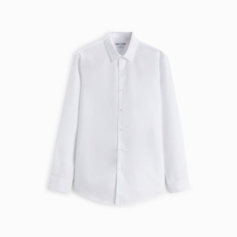 ZARA EASY CARE TEXTURED SHIRT WHITE SIZE M| 7545/447/250